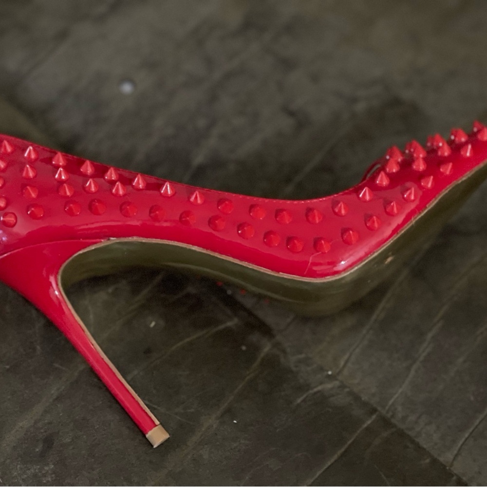 Red Stiletto Heels with Spike Studs - Picture 4 of 6